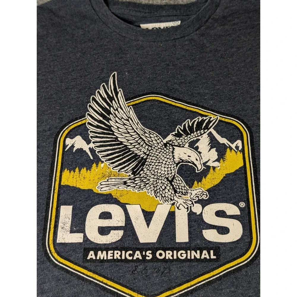 Levi's Graphic T- Shirt Men's XXL Short Sleeve  Mountain Eagle Navy‎ Blue